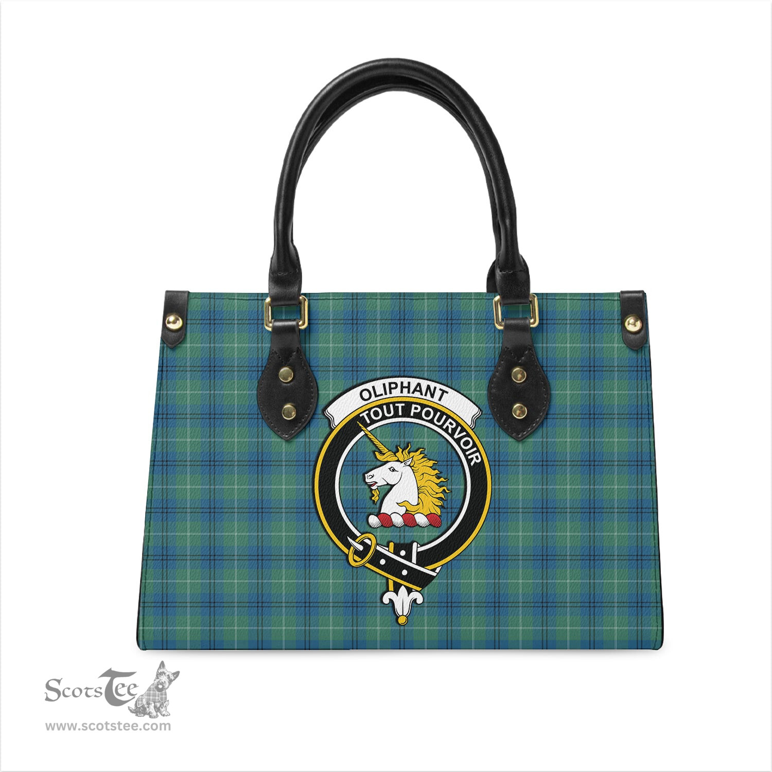 Scottish Oliphant Ancient Tartan Leather Bag for Women with Family Crest Scottish Plaid Tartan Plaid - ScotsTee - scotstee.com