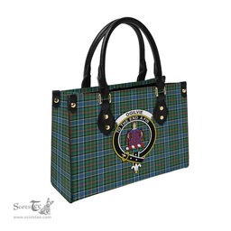 Scottish Ogilvie (Ogilvy) Hunting Ancient Tartan Leather Bag for Women with Family Crest Scottish Plaid Tartan Plaid - ScotsTee - scotstee.com