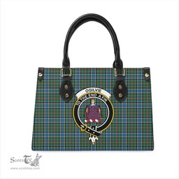 Scottish Ogilvie (Ogilvy) Hunting Ancient Tartan Leather Bag for Women with Family Crest Scottish Plaid Tartan Plaid - ScotsTee - scotstee.com