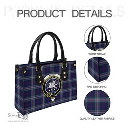 Scottish Nevoy Tartan Leather Bag for Women with Family Crest Scottish Plaid Tartan Plaid - ScotsTee - scotstee.com