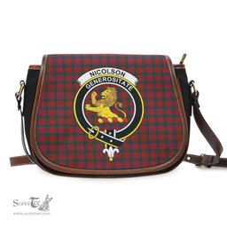 Scottish Nicolson Tartan Saddle Crossbody Bag with Family Crest Scottish Plaid Tartan Plaid - ScotsTee - scotstee.com