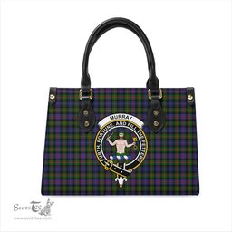 Scottish Murray of Atholl Modern Tartan Leather Bag for Women with Family Crest Scottish Plaid Tartan Plaid - ScotsTee - scotstee.com