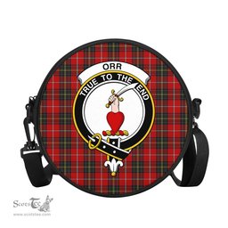 Scottish Orr Tartan Round Crossbody Bags - Round Purse with Family Crest Scottish Plaid Tartan Plaid - ScotsTee - scotstee.com