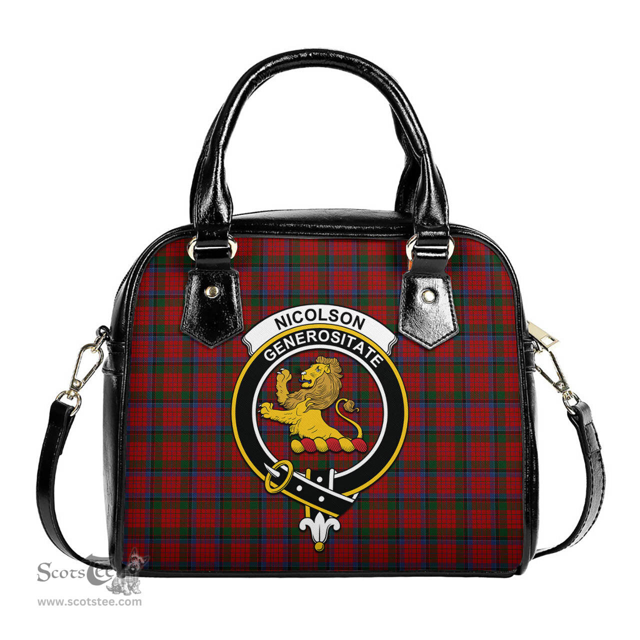 Scottish Nicolson Tartan Shoulder Handbags with Family Crest Scottish Plaid Tartan Plaid - ScotsTee - scotstee.com