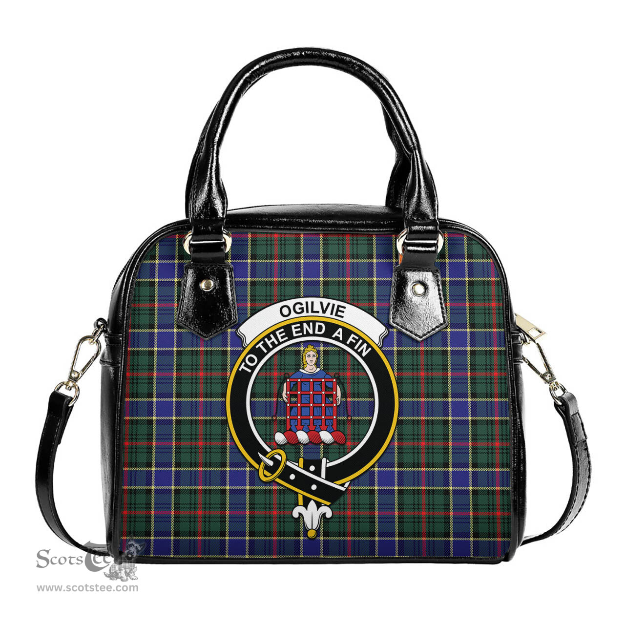 Scottish Ogilvie (Ogilvy) Hunting Modern Tartan Shoulder Handbags with Family Crest Scottish Plaid Tartan Plaid - ScotsTee - scotstee.com