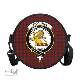 Scottish Nicolson Tartan Round Crossbody Bags - Round Purse with Family Crest Scottish Plaid Tartan Plaid - ScotsTee - scotstee.com