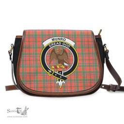 Scottish Munro Ancient Tartan Saddle Crossbody Bag with Family Crest Scottish Plaid Tartan Plaid - ScotsTee - scotstee.com