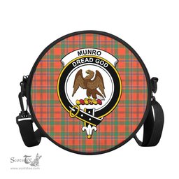 Scottish Munro Ancient Tartan Round Crossbody Bags - Round Purse with Family Crest Scottish Plaid Tartan Plaid - ScotsTee - scotstee.com