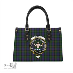 Scottish Murray of Atholl Tartan Leather Bag for Women with Family Crest Scottish Plaid Tartan Plaid - ScotsTee - scotstee.com