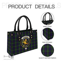 Scottish Nicolson Green Hunting Tartan Leather Bag for Women with Family Crest Scottish Plaid Tartan Plaid - ScotsTee - scotstee.com