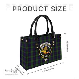 Scottish Nicolson Green Hunting Tartan Leather Bag for Women with Family Crest Scottish Plaid Tartan Plaid - ScotsTee - scotstee.com