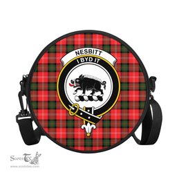 Scottish Nesbitt Modern Tartan Round Crossbody Bags - Round Purse with Family Crest Scottish Plaid Tartan Plaid - ScotsTee - scotstee.com
