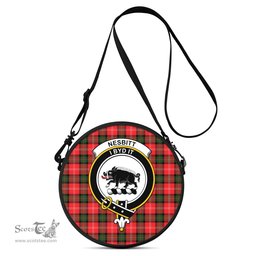 Scottish Nesbitt Modern Tartan Round Crossbody Bags - Round Purse with Family Crest Scottish Plaid Tartan Plaid - ScotsTee - scotstee.com