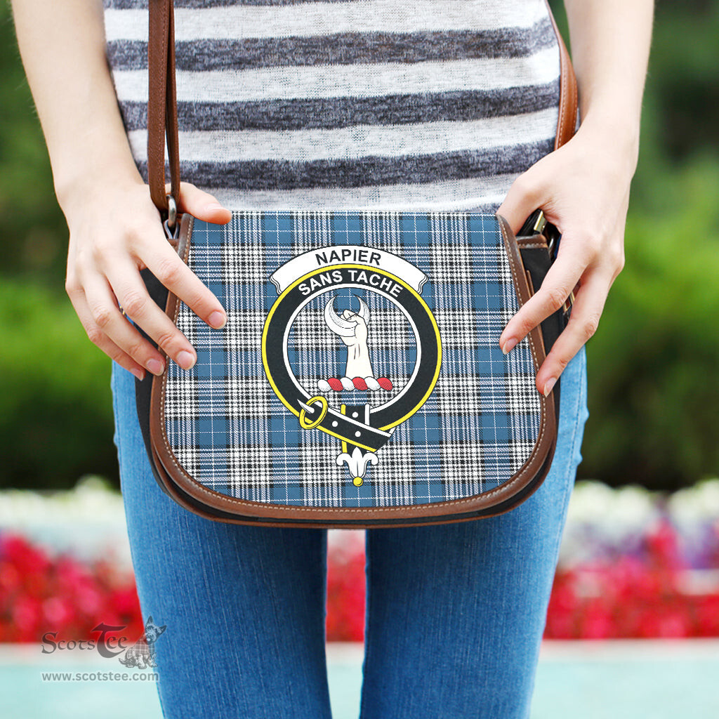 Scottish Napier Modern Tartan Saddle Crossbody Bag with Family Crest Scottish Plaid Tartan Plaid - ScotsTee - scotstee.com