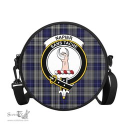 Scottish Napier Tartan Round Crossbody Bags - Round Purse with Family Crest Scottish Plaid Tartan Plaid - ScotsTee - scotstee.com