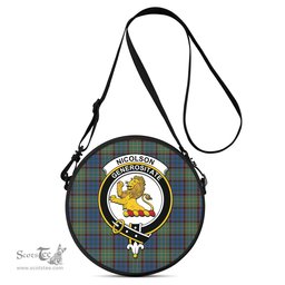 Scottish Nicolson Hunting Ancient Tartan Round Crossbody Bags - Round Purse with Family Crest Scottish Plaid Tartan Plaid - ScotsTee - scotstee.com