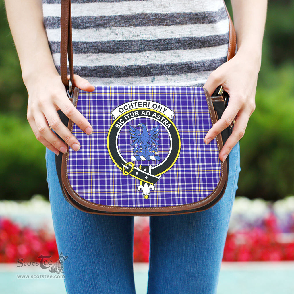 Scottish Ochterlony Tartan Saddle Crossbody Bag with Family Crest Scottish Plaid Tartan Plaid - ScotsTee - scotstee.com
