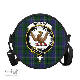 Scottish Wishart Hunting Tartan Round Crossbody Bags - Round Purse with Family Crest Scottish Plaid Tartan Plaid - ScotsTee - scotstee.com