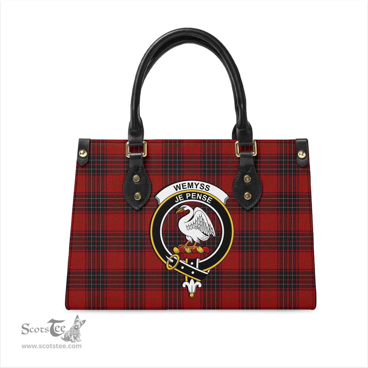 Scottish Wemyss Tartan Leather Bag for Women with Family Crest Scottish Plaid Tartan Plaid - ScotsTee - scotstee.com