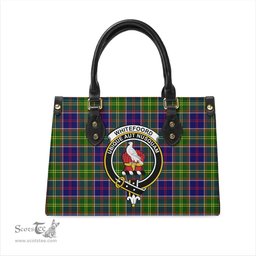 Scottish Whitefoord Modern Tartan Leather Bag for Women with Family Crest Scottish Plaid Tartan Plaid - ScotsTee - scotstee.com