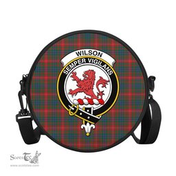 Scottish Wilson Modern Tartan Round Crossbody Bags - Round Purse with Family Crest Scottish Plaid Tartan Plaid - ScotsTee - scotstee.com
