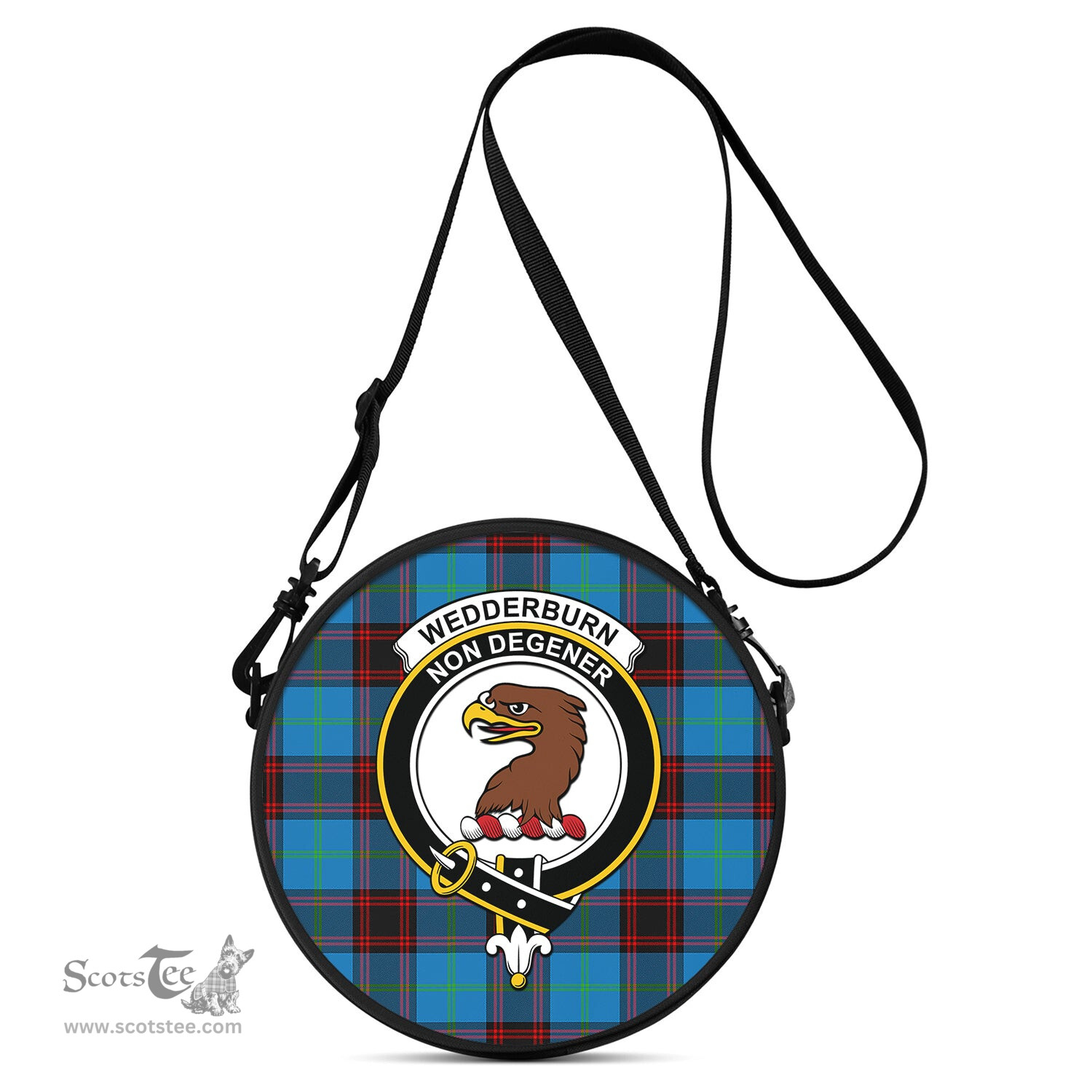 Scottish Wedderburn Tartan Round Crossbody Bags - Round Purse with Family Crest Scottish Plaid Tartan Plaid - ScotsTee - scotstee.com
