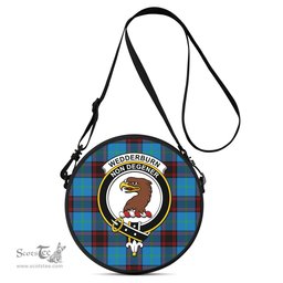 Scottish Wedderburn Tartan Round Crossbody Bags - Round Purse with Family Crest Scottish Plaid Tartan Plaid - ScotsTee - scotstee.com