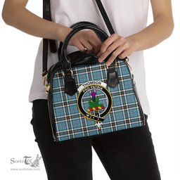 Scottish Thomson Tartan Shoulder Handbags with Family Crest Scottish Plaid Tartan Plaid - ScotsTee - scotstee.com