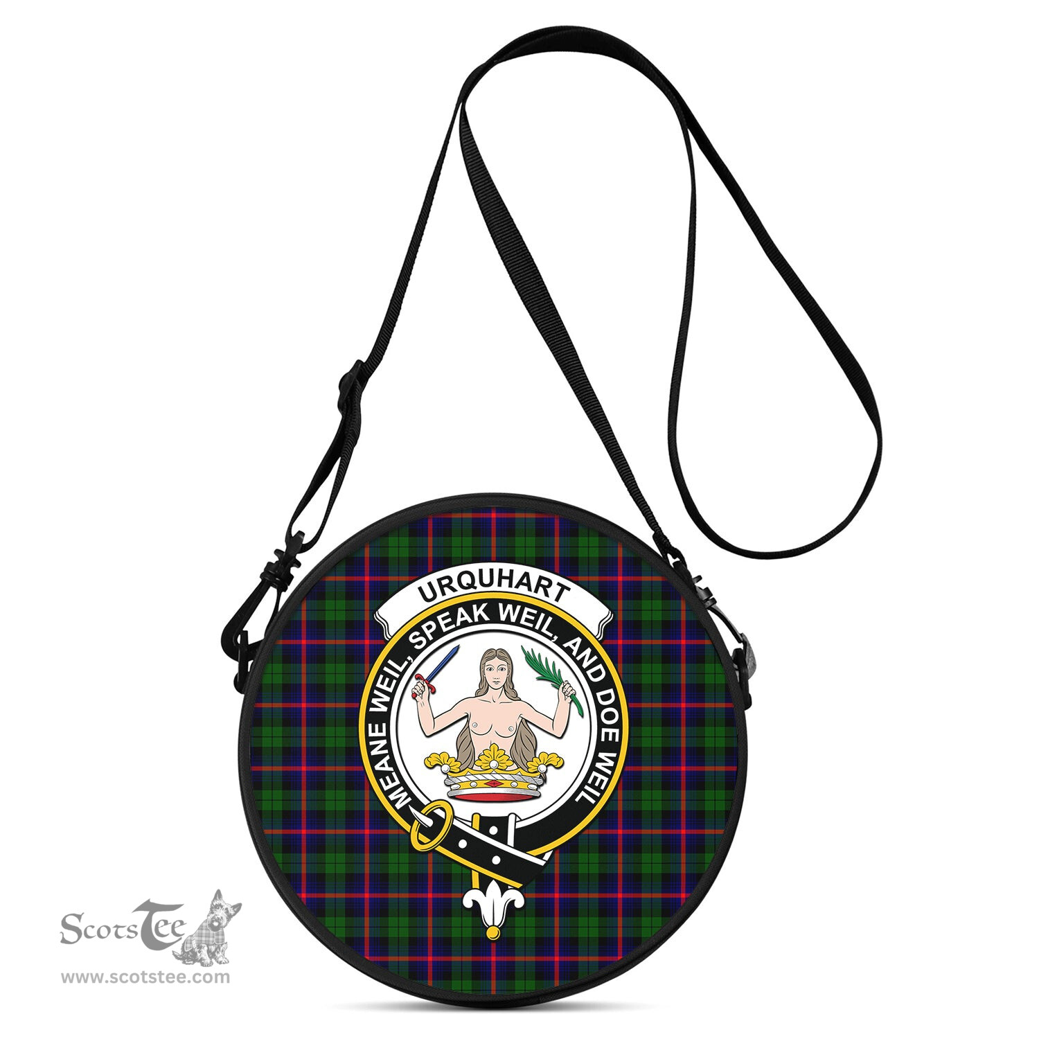 Scottish Urquhart Modern Tartan Round Crossbody Bags - Round Purse with Family Crest Scottish Plaid Tartan Plaid - ScotsTee - scotstee.com