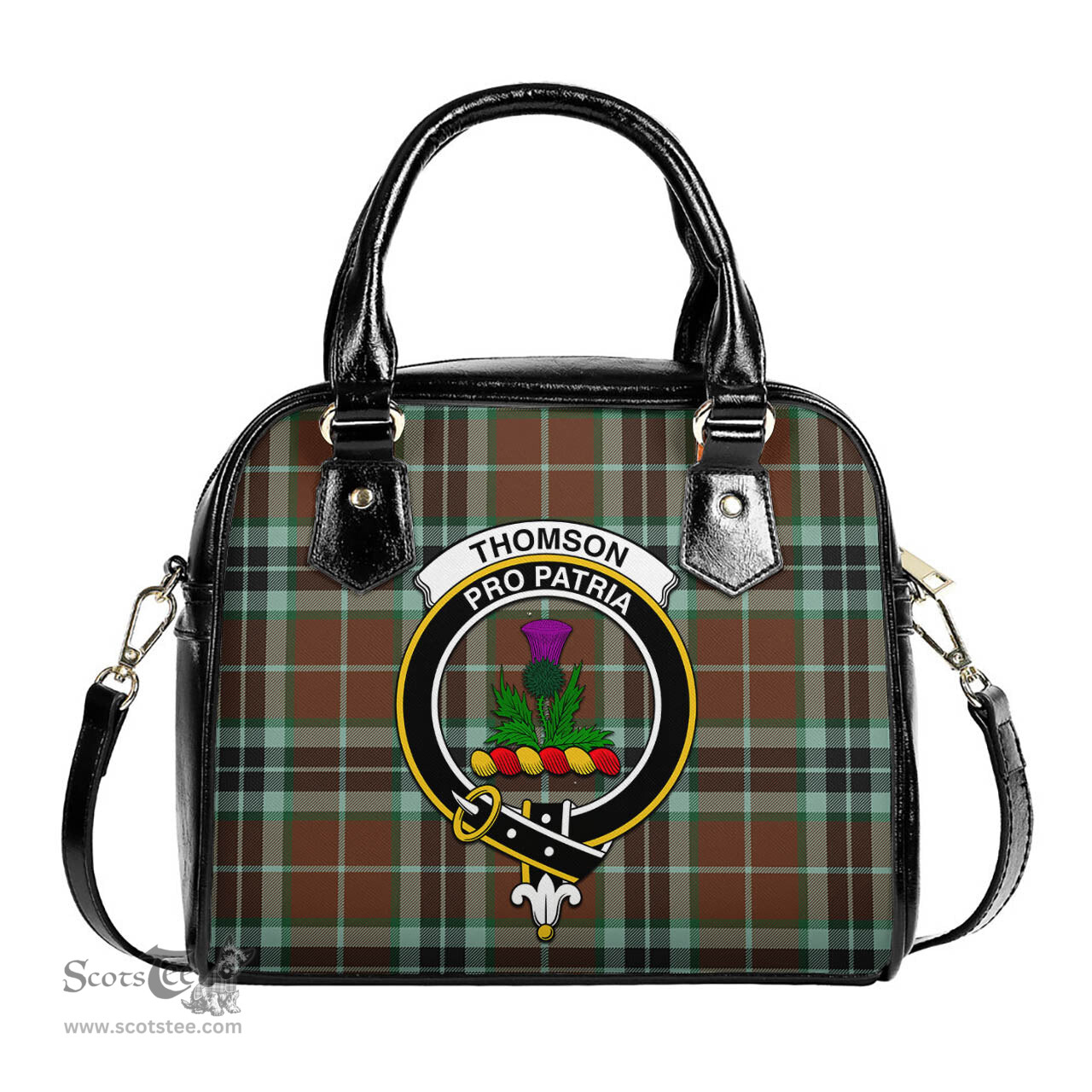 Scottish Thomson Hunting Modern Tartan Shoulder Handbags with Family Crest Scottish Plaid Tartan Plaid - ScotsTee - scotstee.com