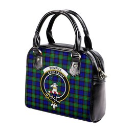 Scottish Sempill Modern Tartan Shoulder Handbags with Family Crest Scottish Plaid Tartan Plaid - ScotsTee - scotstee.com