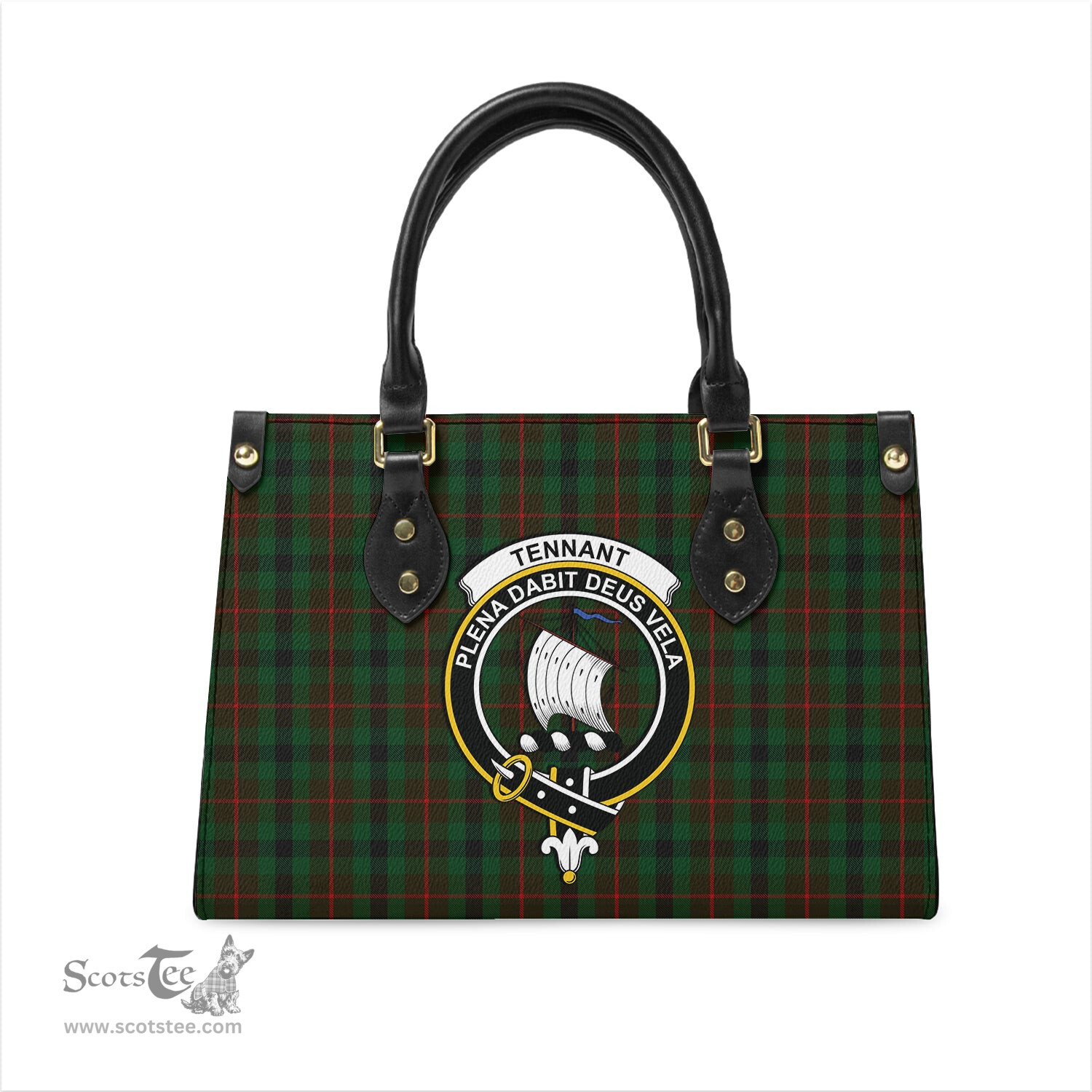 Scottish Tennant Tartan Leather Bag for Women with Family Crest Scottish Plaid Tartan Plaid - ScotsTee - scotstee.com