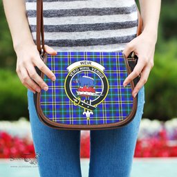 Scottish Weir Modern Tartan Saddle Crossbody Bag with Family Crest Scottish Plaid Tartan Plaid - ScotsTee - scotstee.com