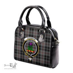 Scottish Thompson Grey Tartan Shoulder Handbags with Family Crest Scottish Plaid Tartan Plaid - ScotsTee - scotstee.com