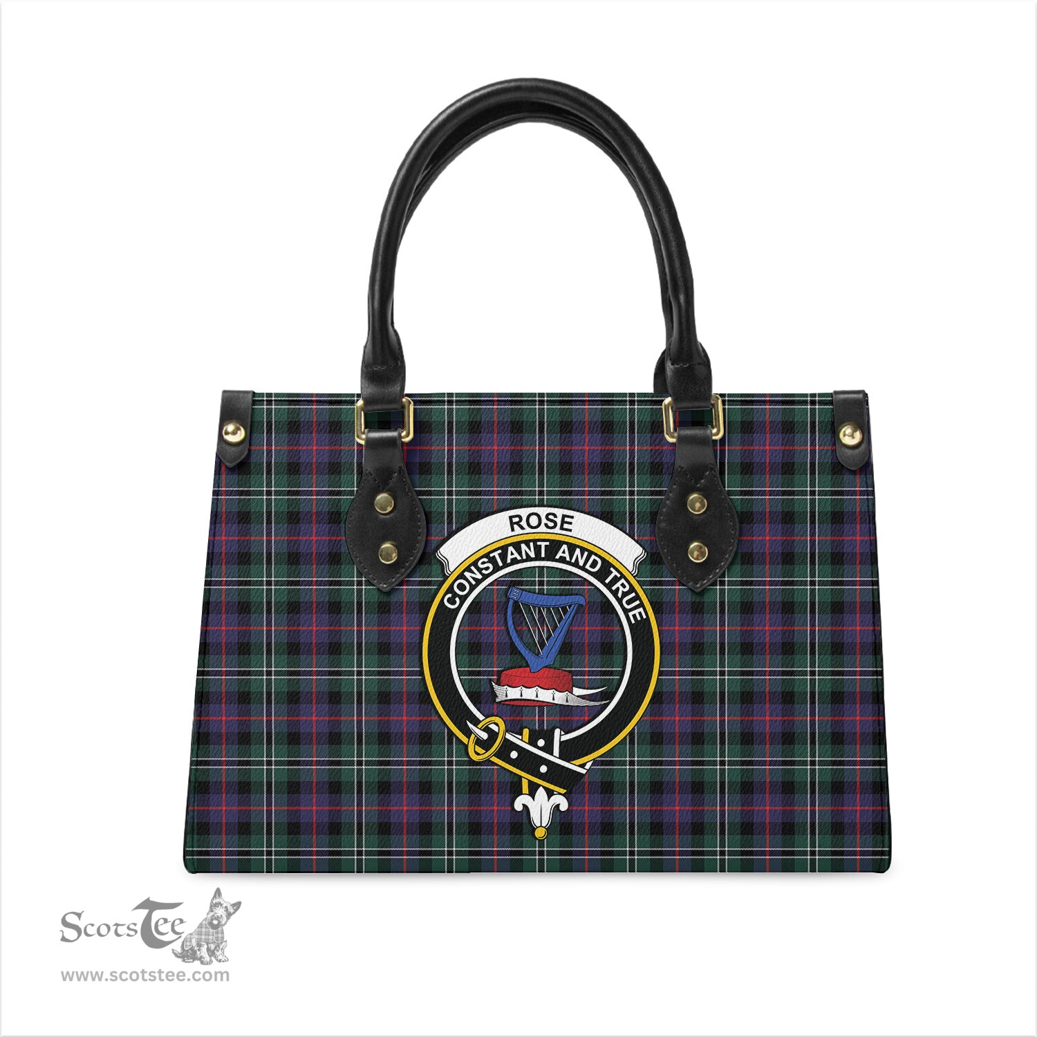 Scottish Rose Hunting Modern Tartan Leather Bag for Women with Family Crest Scottish Plaid Tartan Plaid - ScotsTee - scotstee.com