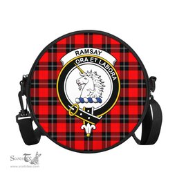 Scottish Ramsay Modern Tartan Round Crossbody Bags - Round Purse with Family Crest Scottish Plaid Tartan Plaid - ScotsTee - scotstee.com