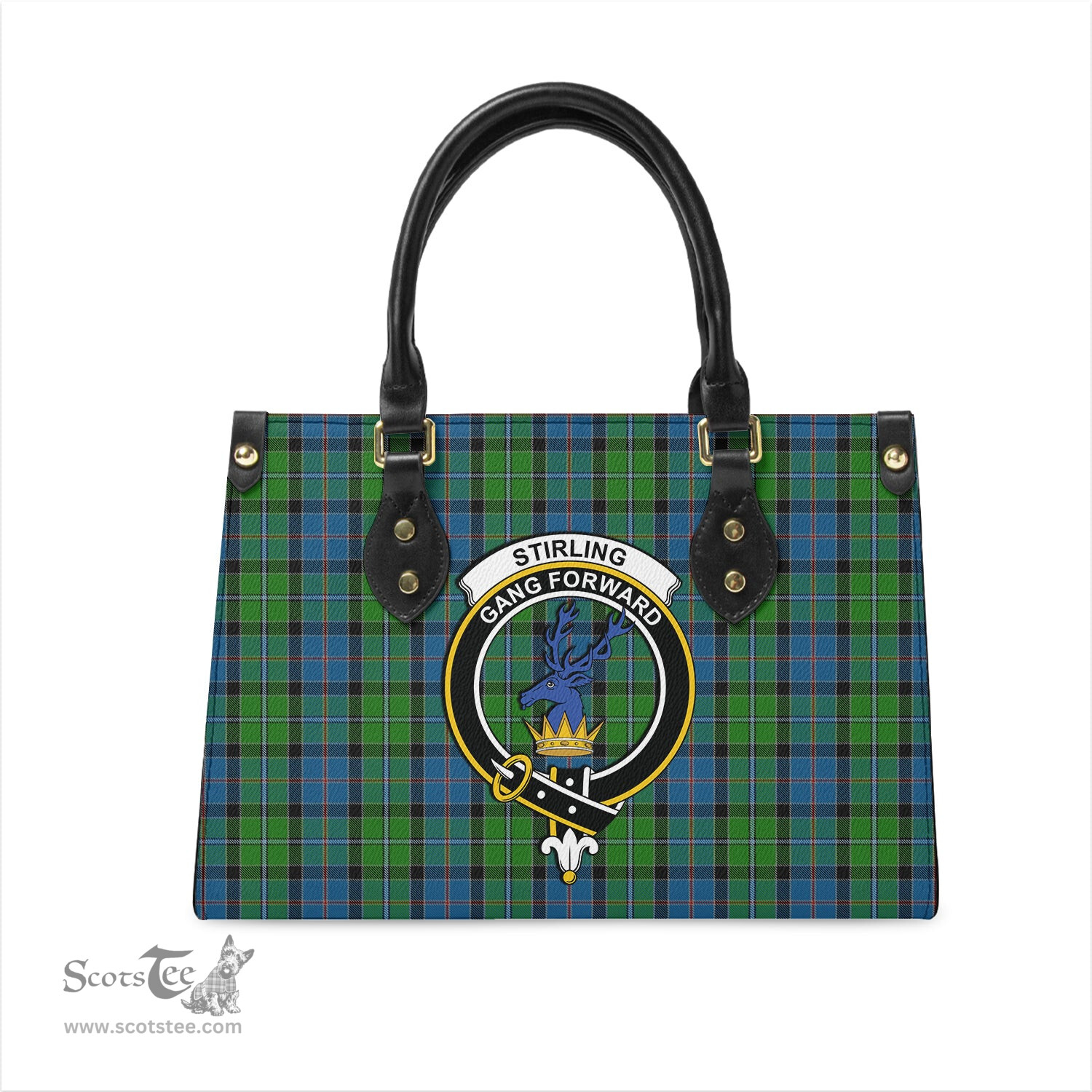 Scottish Stirling Tartan Leather Bag for Women with Family Crest Scottish Plaid Tartan Plaid - ScotsTee - scotstee.com