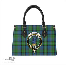 Scottish Stirling Tartan Leather Bag for Women with Family Crest Scottish Plaid Tartan Plaid - ScotsTee - scotstee.com