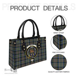Scottish Scott Green Modern Tartan Leather Bag for Women with Family Crest Scottish Plaid Tartan Plaid - ScotsTee - scotstee.com