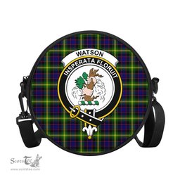 Scottish Watson Modern Tartan Round Crossbody Bags - Round Purse with Family Crest Scottish Plaid Tartan Plaid - ScotsTee - scotstee.com