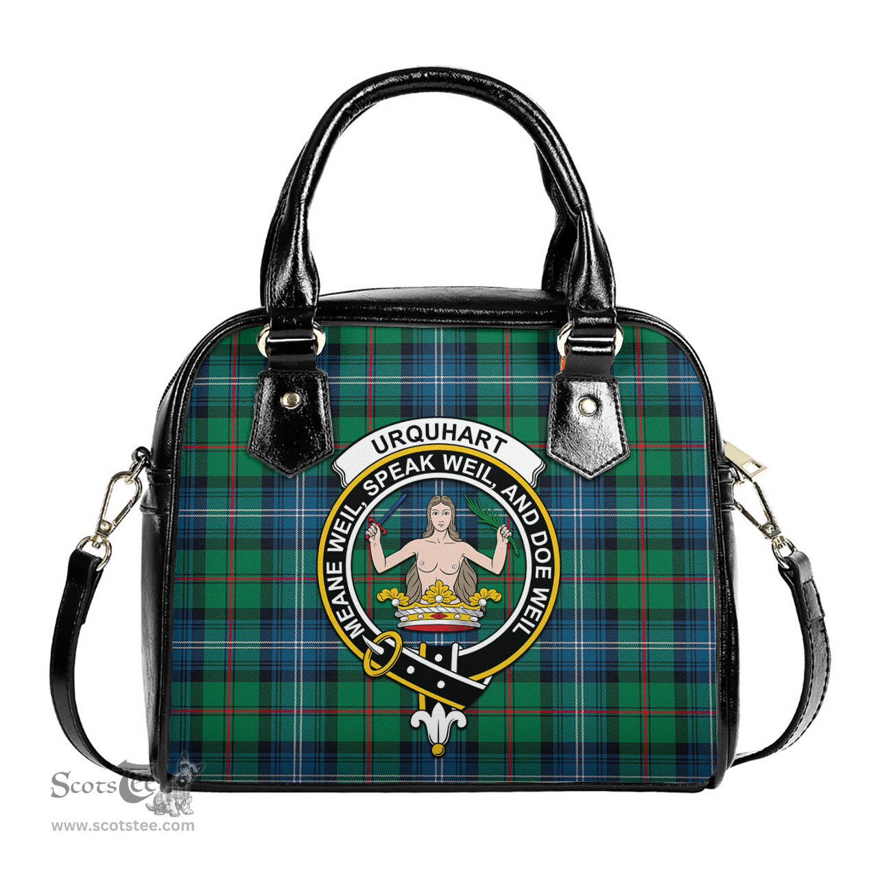Scottish Urquhart Ancient Tartan Shoulder Handbags with Family Crest Scottish Plaid Tartan Plaid - ScotsTee - scotstee.com