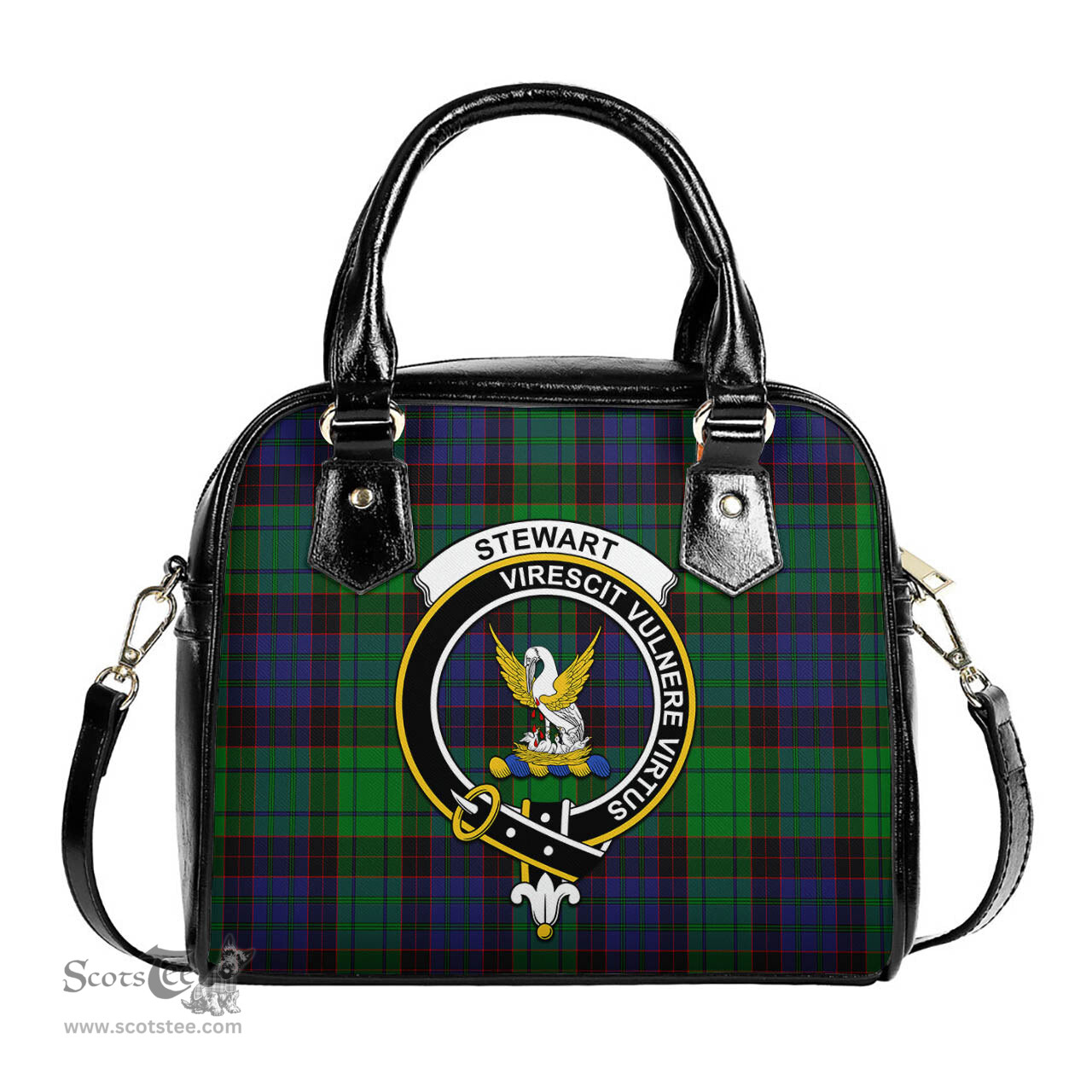 Scottish Stewart Old Modern Tartan Shoulder Handbags with Family Crest Scottish Plaid Tartan Plaid - ScotsTee - scotstee.com