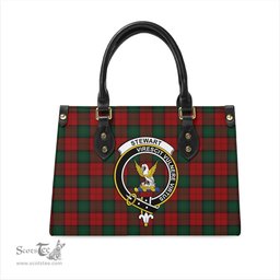 Scottish Stewart of Atholl Tartan Leather Bag for Women with Family Crest Scottish Plaid Tartan Plaid - ScotsTee - scotstee.com