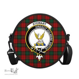 Scottish Stewart of Atholl Tartan Round Crossbody Bags - Round Purse with Family Crest Scottish Plaid Tartan Plaid - ScotsTee - scotstee.com