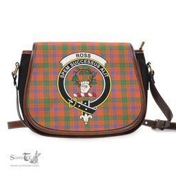 Scottish Ross Ancient Tartan Saddle Crossbody Bag with Family Crest Scottish Plaid Tartan Plaid - ScotsTee - scotstee.com