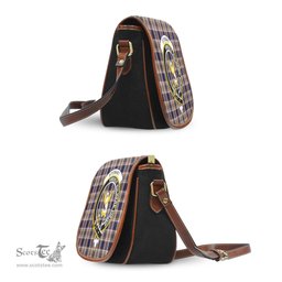 Scottish Stewart Navy Tartan Saddle Crossbody Bag with Family Crest Scottish Plaid Tartan Plaid - ScotsTee - scotstee.com