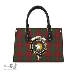 Scottish Stewart of Appin Tartan Leather Bag for Women with Family Crest Scottish Plaid Tartan Plaid - ScotsTee - scotstee.com