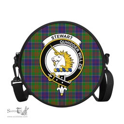Scottish Stewart of Appin Hunting Modern Tartan Round Crossbody Bags - Round Purse with Family Crest Scottish Plaid Tartan Plaid - ScotsTee - scotstee.com