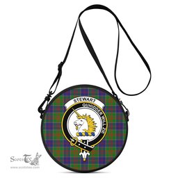 Scottish Stewart of Appin Hunting Modern Tartan Round Crossbody Bags - Round Purse with Family Crest Scottish Plaid Tartan Plaid - ScotsTee - scotstee.com