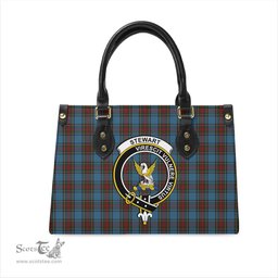 Scottish Stewart Royal Blue Tartan Leather Bag for Women with Family Crest Scottish Plaid Tartan Plaid - ScotsTee - scotstee.com